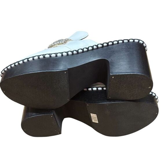 Rachel Comey Rhinestone Leather Clogs in White NWOB Size 5 1/2 - Picture 7 of 8